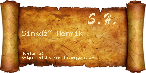 Sinkó Henrik névjegykártya
